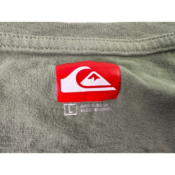 Quiksilver Men's T-Shirt Large Olive Green Retro Palm Tree Graphic‎ Surf Skater - Picture 5 of 10
